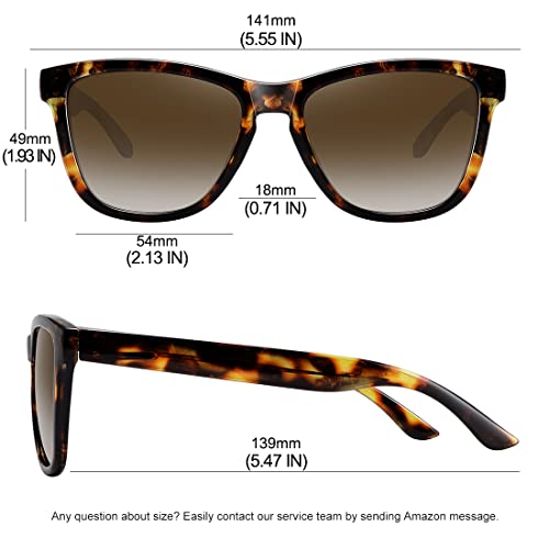 MEETSUN Polarized Sunglasses for Women Men Classic Retro Designer Style (Leopard Frame / Brown Gradient Lens, 54)