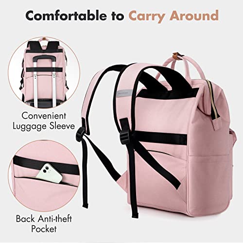 Lekesky Backpack for Women, College Backpack for Women with Laptop Compartment, School Backpack for Girls, Pink Color