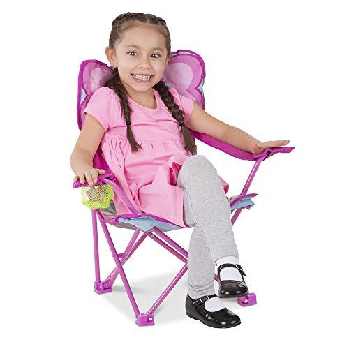 Melissa & Doug Cutie Pie Pink Butterfly Camp Chair w/Cup Holder & Carry Bag - Pink and Caboodle