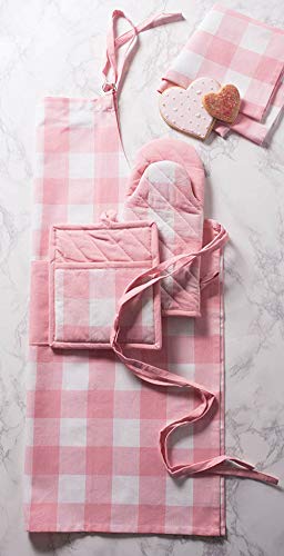 Oversized Kitchen Pink and White Buffalo Check Dishtowel (Set of 3)