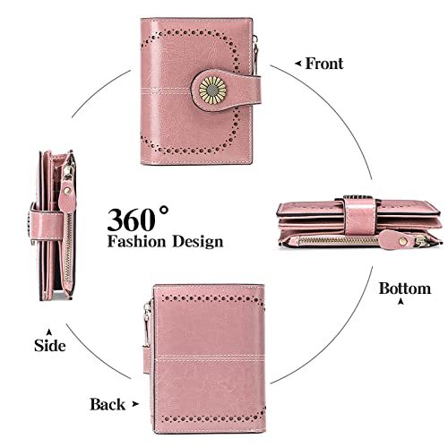 SENDEFN Small Women Wallet Genuine Leather Bifold Purse with ID Window