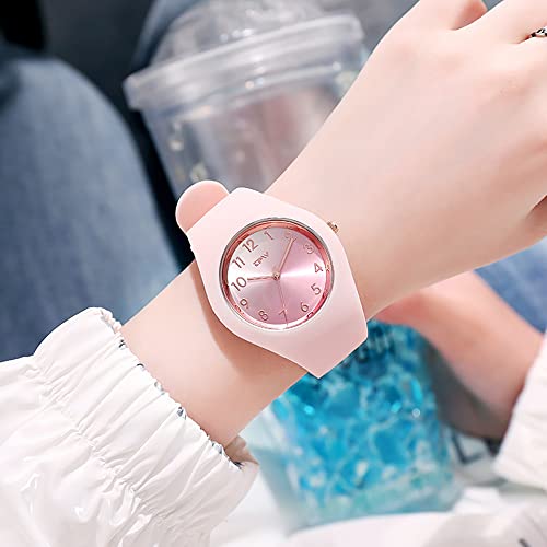 Gosasa Womens Watch Analog Display Silicone Band Wrist Watch (Full Pink)