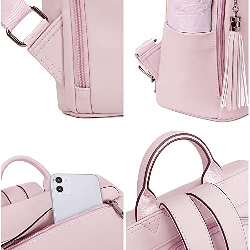 BROMEN Backpack Purse for Women Leather Anti-theft Travel Backpack Fashion Shoulder Bag Pink