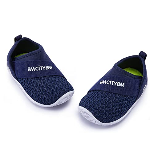 Baby Walking Shoes Girls Boys Toddler Sneakers Infant Non-Slip First Walker Shoes 6 9 12 18 24 Months Navy Size 12-18 Months