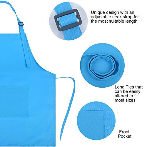 SUNLAND Kids Apron and Hat Set Children Chef Apron for Cooking Baking Painting (Blue, S)