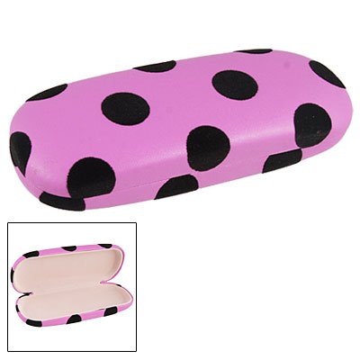 Qtqgoitem Black Dotted Print Faux Leather Coated Metal Eyeglasses Case Box Amaranth Pink (Model: 940 9ed f6a 640 2d5)