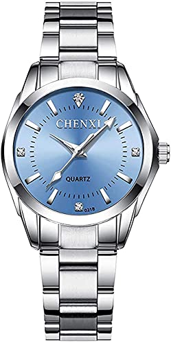 Watches for Women Analog Quartz Silver Stainless Steel Watches Luminous Waterproof Ladies Dress Watch (021Blue)