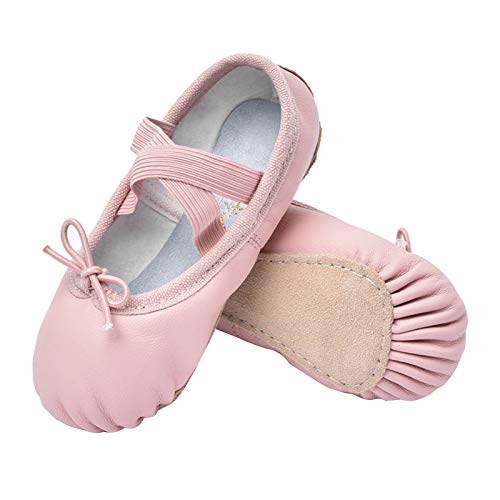 Stelle Girls Premium Leather Ballet Shoes Slippers for Kids Toddler (6MT, Pink)