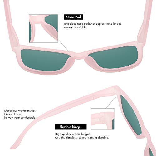 MEETSUN Polarized Sunglasses for Women Men Classic Retro Designer Style (Pink Frame(Matte) / Pink Mirrored Lens, 54)