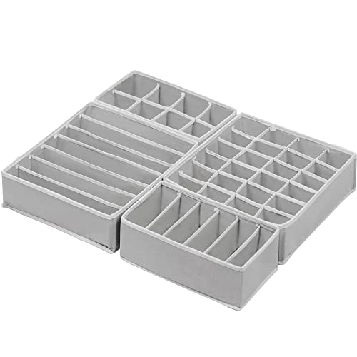 SimpleHouseware Closet Underwear Organizer Drawer Divider 4 Set, Gray