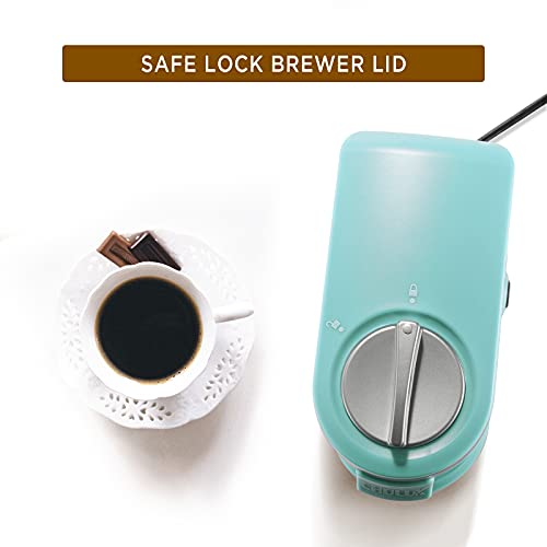 CHULUX Single Serve 12 Ounce Coffee Brewer,One Button Operation with Auto Shut-Off for Coffee or Tea,Cyan