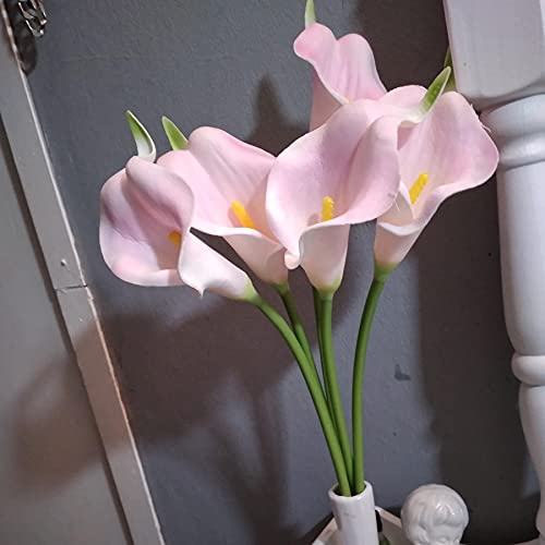 Mandy's 20pcs Light Pink Flowers Artificial Calla Lily Silk Flowers 13.4" for Home Kitchen & Wedding