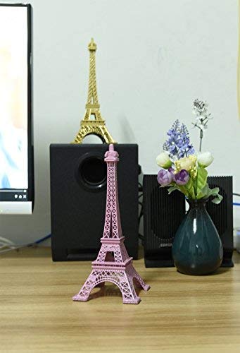 Pink Paris Eiffel Tower Metal Souvenir Tabletop Statue Decor, 7"