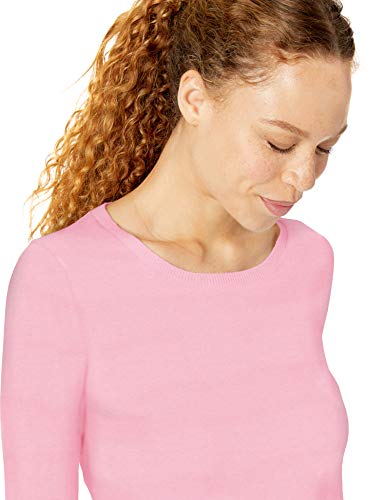 Amazon Essentials Women's Long-Sleeve Lightweight Crewneck Sweater, Light Pink/Lilac, Medium