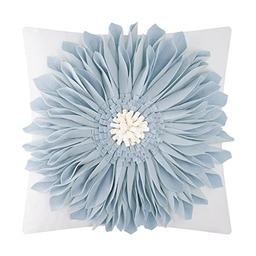 OiseauVoler 3D Sunflower Handmade Throw Pillow Covers Floral Pillowcases Decorative Pillow Shams Home Couch Bed Living Room Decor 18x18 Inch Blue