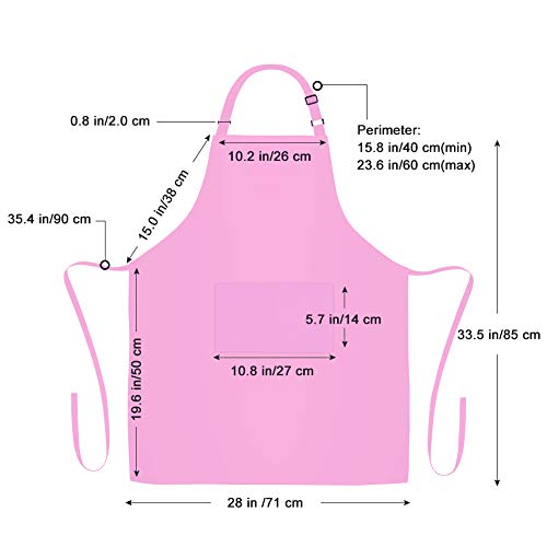 Jubatus 2 Pack Bib Aprons with 2 Pockets Cooking Chef Kitchen Apron for Women Men, Pink