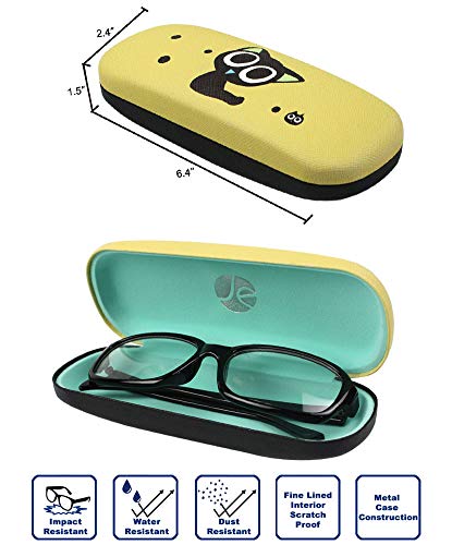 JAVOedge [4 PACK], Kitty Cat Medium Size Hard Eyeglass Storage Case Fits Most Glasses With Micro Cloth