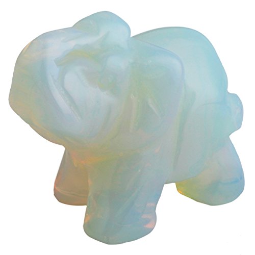 SUNYIK Opalite Elephant Pocket Statue Kitchen Guardian Healing Figurine Decor 1.5"