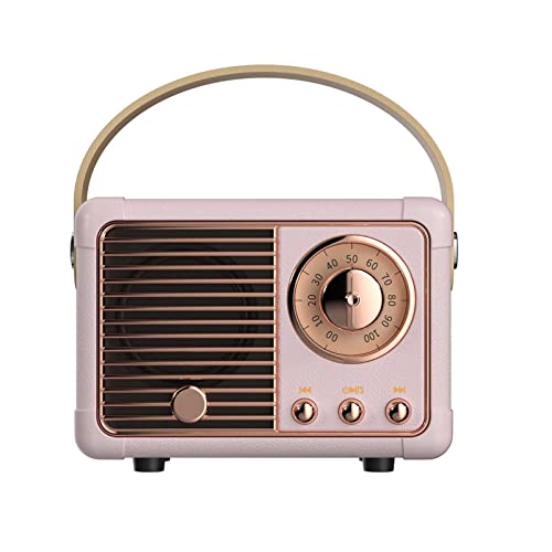 Dosmix Retro Bluetooth Speaker, Vintage Decor, Small Wireless Bluetooth Speaker, Cute Old Fashion Style for Kitchen Desk Bedroom Office Party Outdoor Accessories for iPhone Android (Pink)
