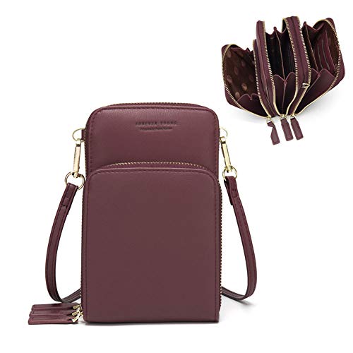 Small Crossbody Cell Phone Purse for Women, Mini Messenger Shoulder Handbag Wallet with Credit Card Slots