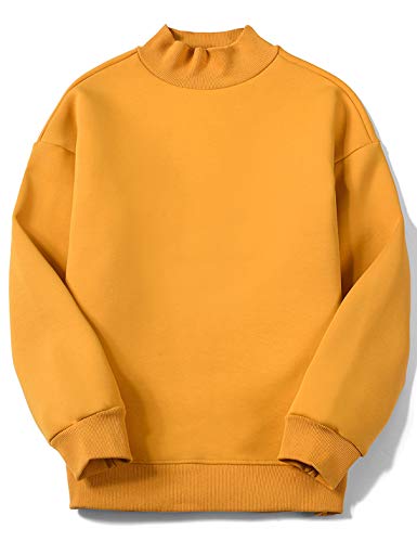 Gihuo Women's Fleece Sherpa Lined Crewneck Pullover Sweatshirt(Yellow-L)
