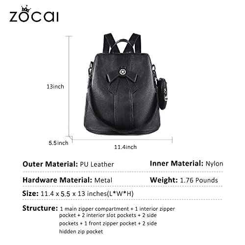 ZOCAI Backpack Purse for Women Fashion Backpack Purses PU Leather Daypacks Anti-Theft Shoulder Bag Satchel Purse