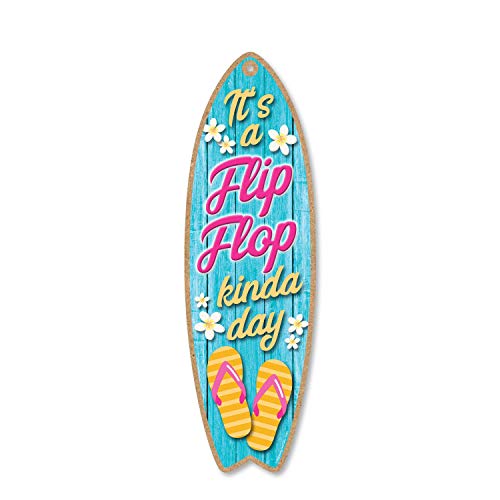 Honey Dew Gifts Wooden Surfboard Signs, It's a Flip-Flop Kinda Day, 5 inch by 16 inch, Wooden Hanging Sign, Decorative Wall Art, Home Party Summer Decor