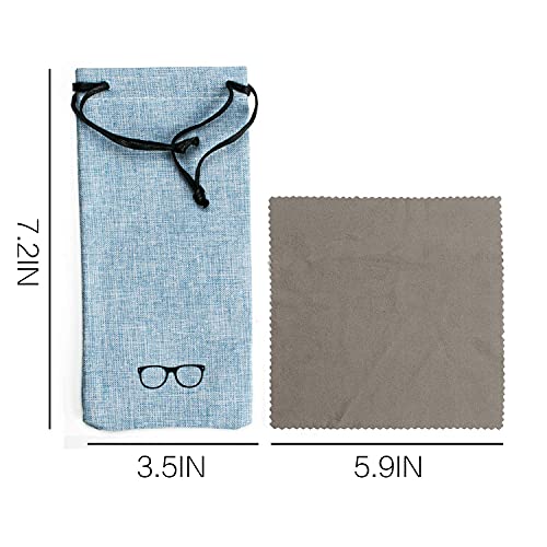 Vemiss Hard Shell Eyeglasses Case Soft Linen Fabrics Portable Glasses Sunglasses Box (Large, Blue)