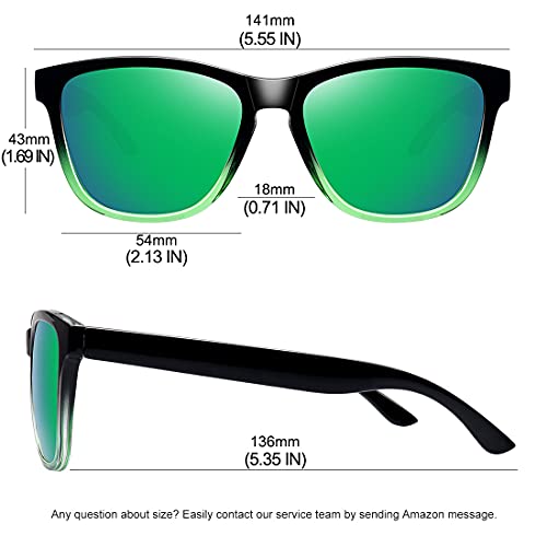 MEETSUN Polarized Sunglasses for Women Men Classic Retro UV Protection Green Mirrored Lens