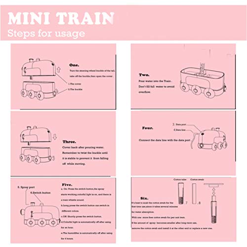 Super Cute Pink Mini Train USB Humidifier, Personal, Portable, w/LED Night Light