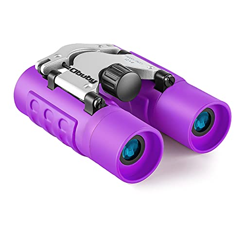 Obuby Real Binoculars for Kids Gifts for 3-12 Years Boys Girls 8x21 High-Resolution Optics Mini Compact Binocular Toys Shockproof Folding Small Telescope for Bird Watching,Travel, Camping, Purple