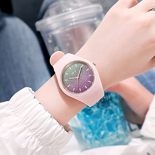 Gosasa Womens Watch Analog Display Silicone Band Wrist Watch (Pink - Shiny)