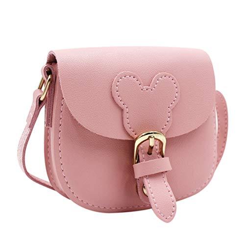 Girl's Pink Leather Mini Crossbody Shoulder Bag