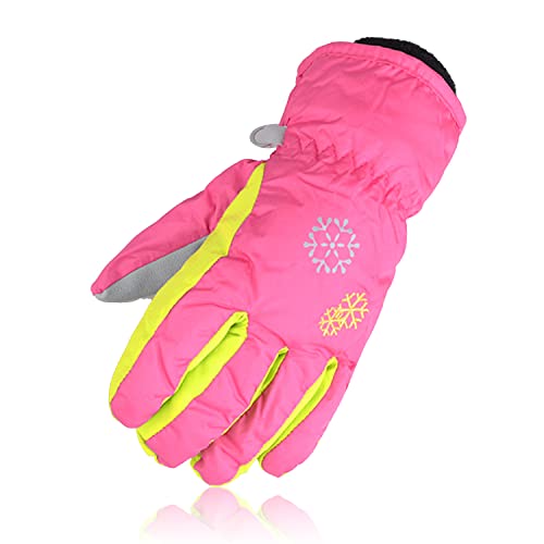 AMYIPO Kids Winter Snow Ski Gloves Children Snowboard Gloves for Boys Girls (Pink-3, 4-5 Years)
