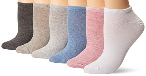 K. Bell Socks Women's 6 Pack Novelty No Show Low Cut Socks, Solid Ankle Socks Six (Dark Charcoal), Shoe Size: 4-10 (KBWF20C004-06)