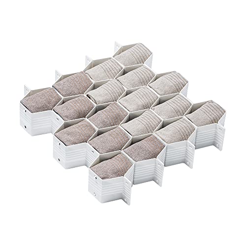 Poeland Drawer Divider Organizer 8pcs DIY Plastic Grid Honeycomb Drawer Divider White