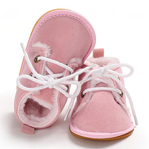 Newborn Lace Up Baby Booties, Prewalker Faux Fur Lined Non-Slip Shoes  (6 colors)
