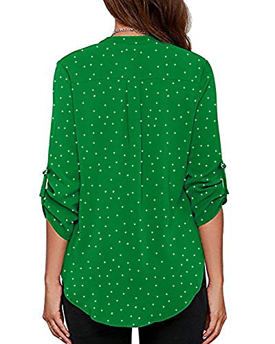 roswear Women's Long Sleeve Professional Work Blouse Shirt Emerald Green S