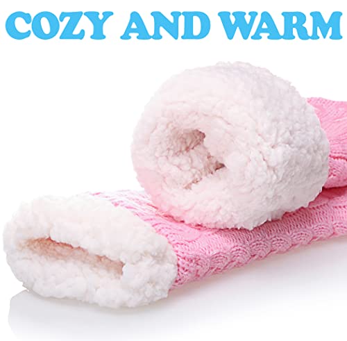 SDBING Women's Winter Super Soft Warm Cozy Fuzzy Fleece-Lined with Grippers Slipper Socks (Pink)