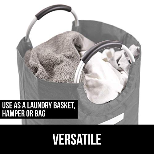 Gorilla Grip Large Laundry Basket, Collapsible Fabric Hamper, Padded Handles, 115L, Tall Foldable Clothes Baskets, Durable Linen Bins, Easy Carry Bags, Hampers for Kids Bedroom, College Dorms, Gray
