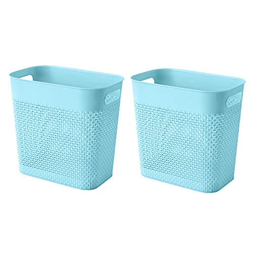 Small Bathroom, Kitchen or Office Plastic Trash Can Wastebasket, 2-Pack  (3 colors)