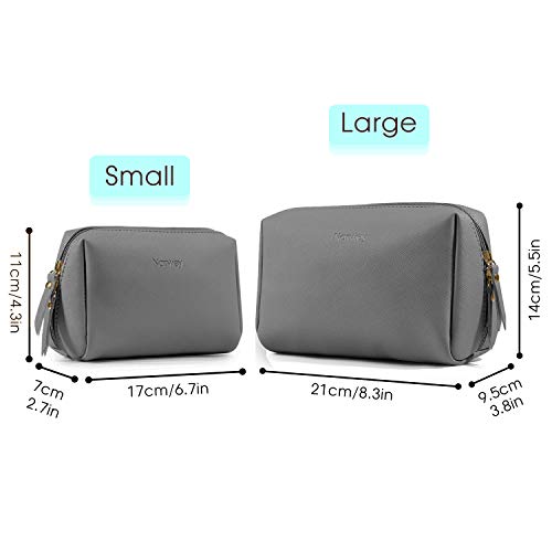 Large Vegan Leather Makeup Bag Zipper Pouch Travel Cosmetic Organizer for Women and Girls (Large, Dark Grey)