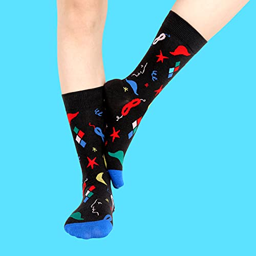Womens Novelty Funny Crew Socks Girls Cute Floral Colorful Patterned Socks Silly Funky Casual Cotton Flower printed Socks Gift，5 Pack-art Illustration-b