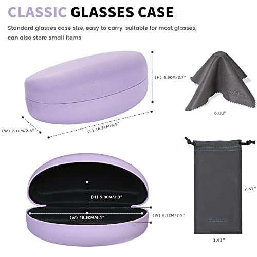 MOLSHINE Hard Shell Sunglasses Case,Classic Large Glasses Case for Sunglass,Eyeglasses with Cleaning Cloth,Pockets(lavender)