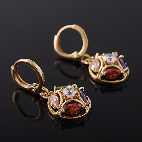 YAZILIND 18K Gold Plated Cubic Zirconia Hoop Huggies Earrings Ball Dangle Drop Earrings for Women