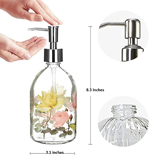 Glass Soap Dispenser Bottle with Pump,Refillable Liquid Hand Soap Dispenser for Bathroom, Kitchen Soap Dispenser 17 oz