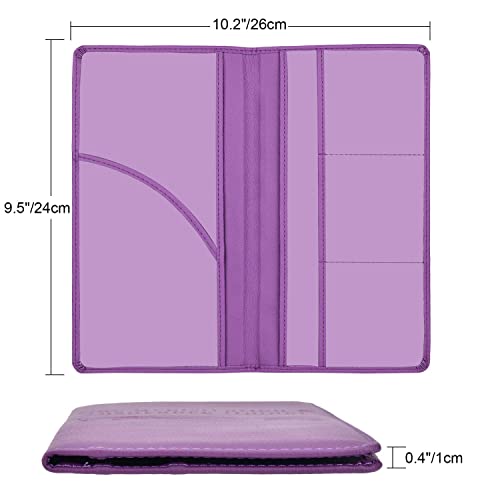 Car Registration and Insurance Holder, Vehicle Glove Box Car Organizer Men Women Car Accessories with Magnetic Shut for Cards, Essential Document, Driver License by Cacturism, Purple