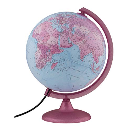 Waypoint Geographic Pink Continental Kids Globe - 100s of Up-to-Date Political Boundaries, Named Places & Points of Interest - Pink Landmass Shadings - Illumination for Enhanced Viewing or Night Light - Perfect for Kids, Pink/Blue (WP12103)