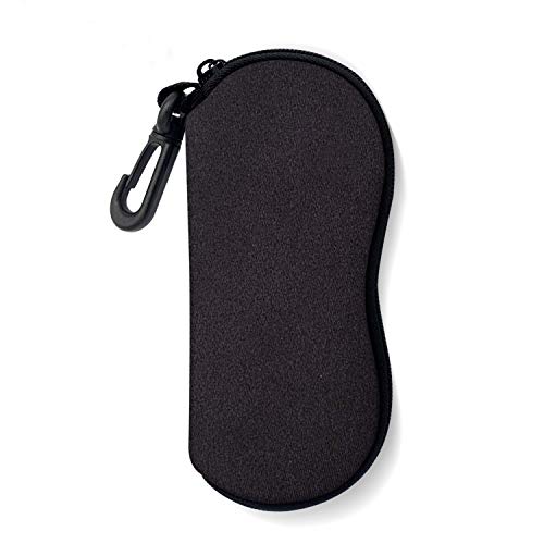 ZAXMEY Sunglasses Soft Case with Carabiner Ultra Light Neoprene Zipper Eyeglass.Black