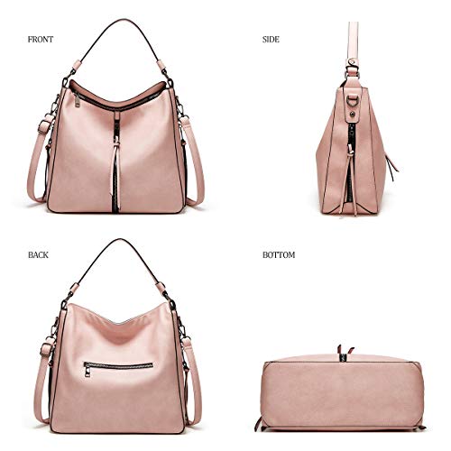 Women Fashion Handbags Wallet Tote Bag Shoulder Bag Top Handle Satchel Purse Set 4pcs (Pink-C)